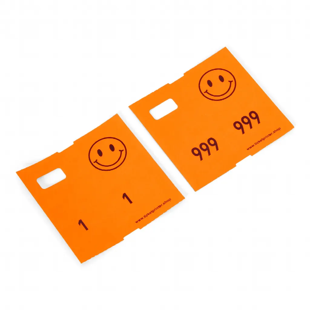 1000 biglietti prestampati per guardaroba, rosso/arancione fluo