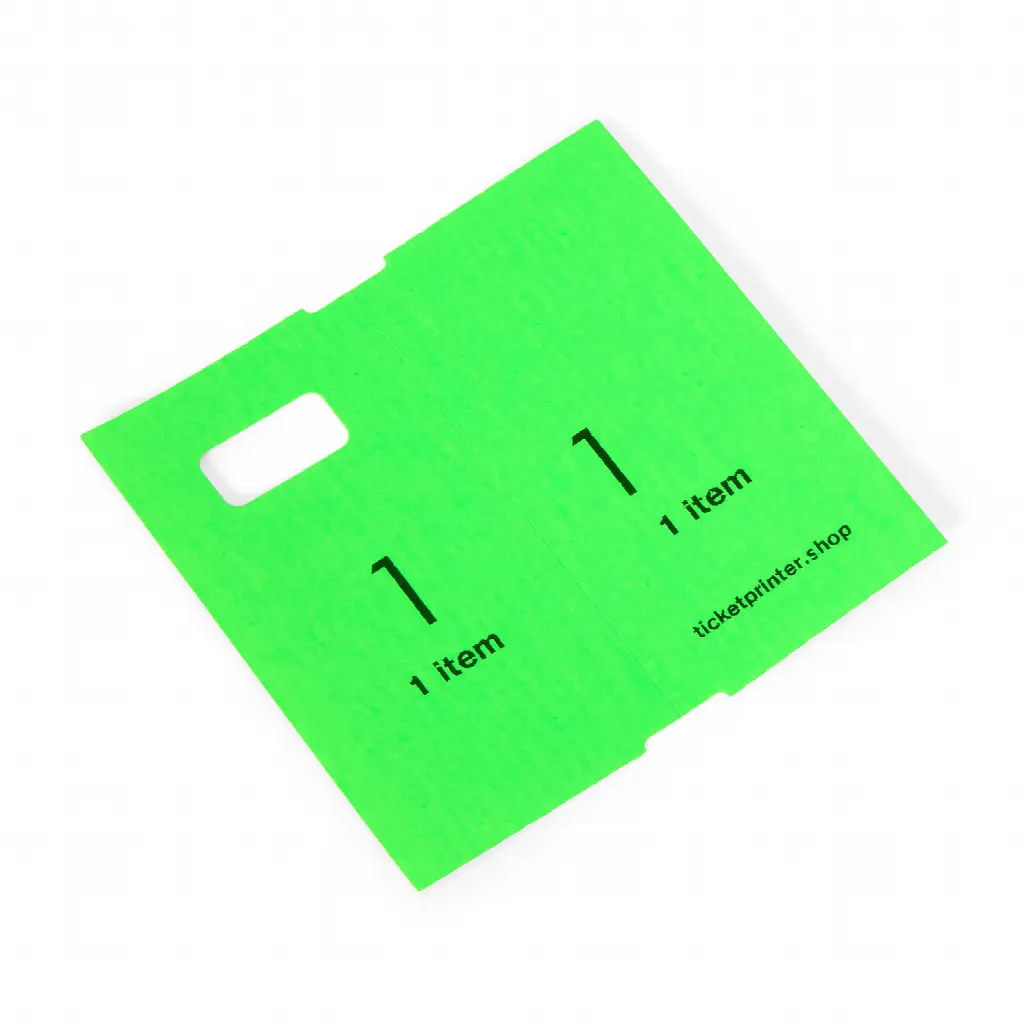 1000 senhas de bengaleiro pré-impressas, em verde fluorescente