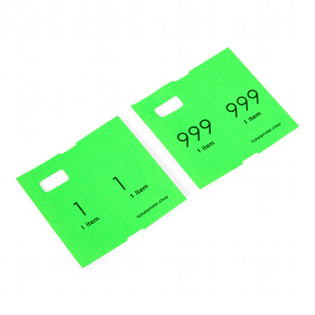 1000 senhas de bengaleiro pré-impressas, em verde fluorescente