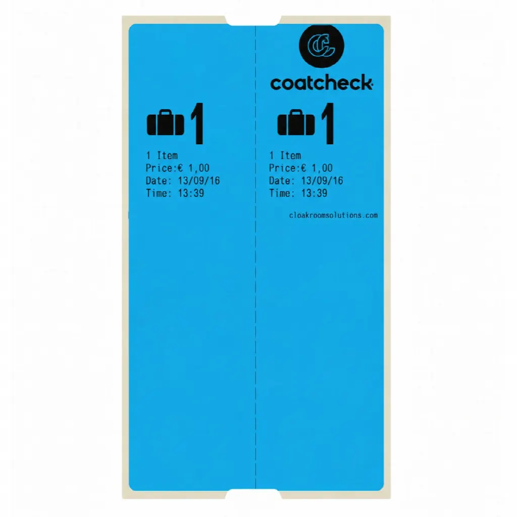 Etichete pentru bagaje CoatCheck, 14×160 bilete, albastre