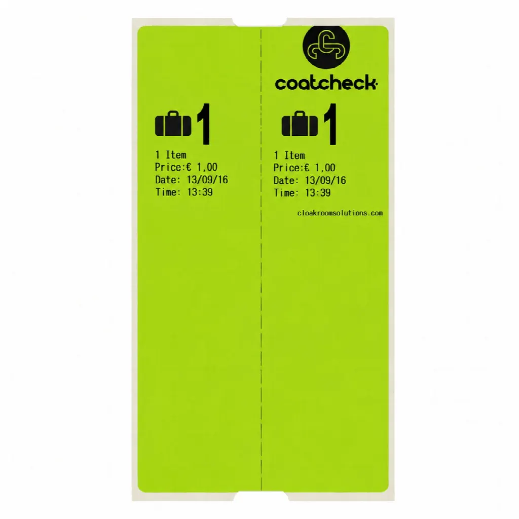 Oznake za prtljago CoatCheck, 14×160 listkov, zelene