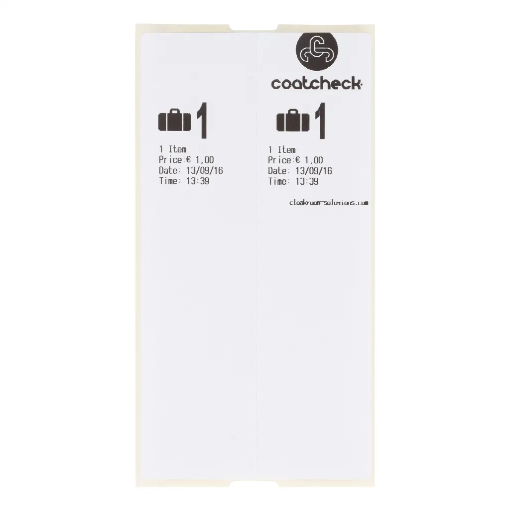 Etichete pentru bagaje CoatCheck, 14×160 tichete, albe