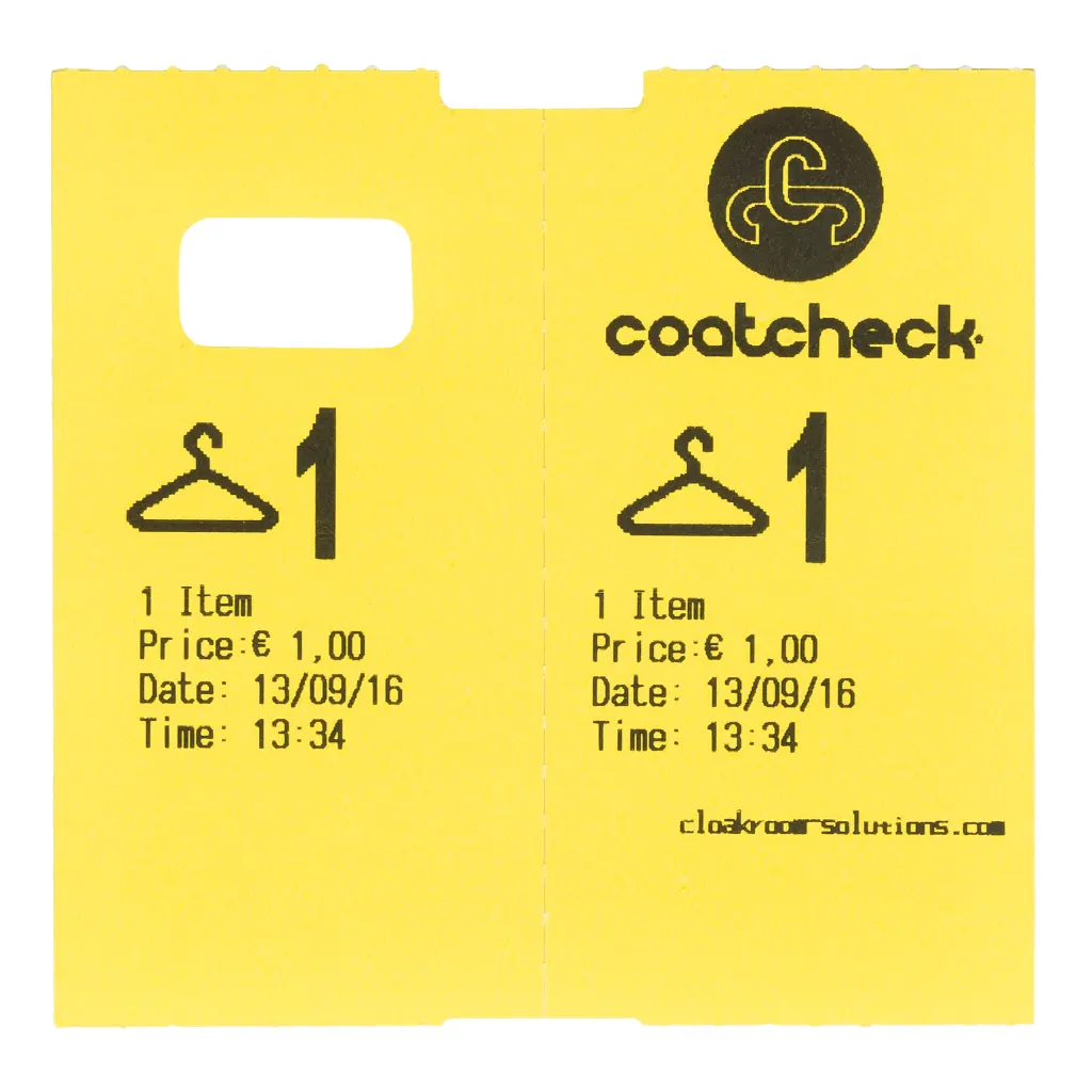 Senhas de bengaleiro Coatcheck, 14 rolos x 325 senhas, amarelo