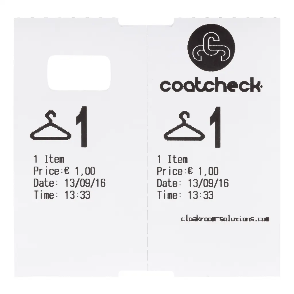 Tichete de garderobă Coatcheck, 14 role x 325 de tichete, albe