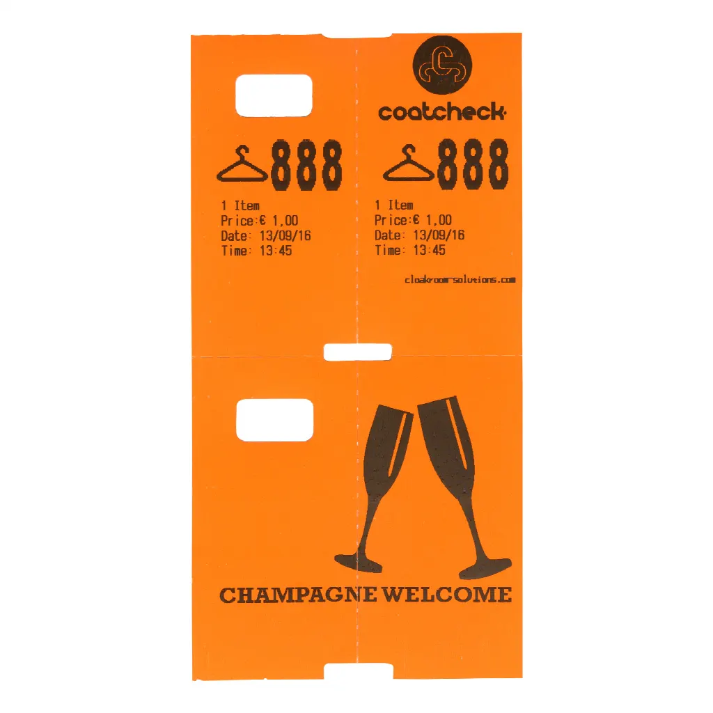 Coatcheck-narikkaliput, 14 rullaa x 325 lippua, oranssi