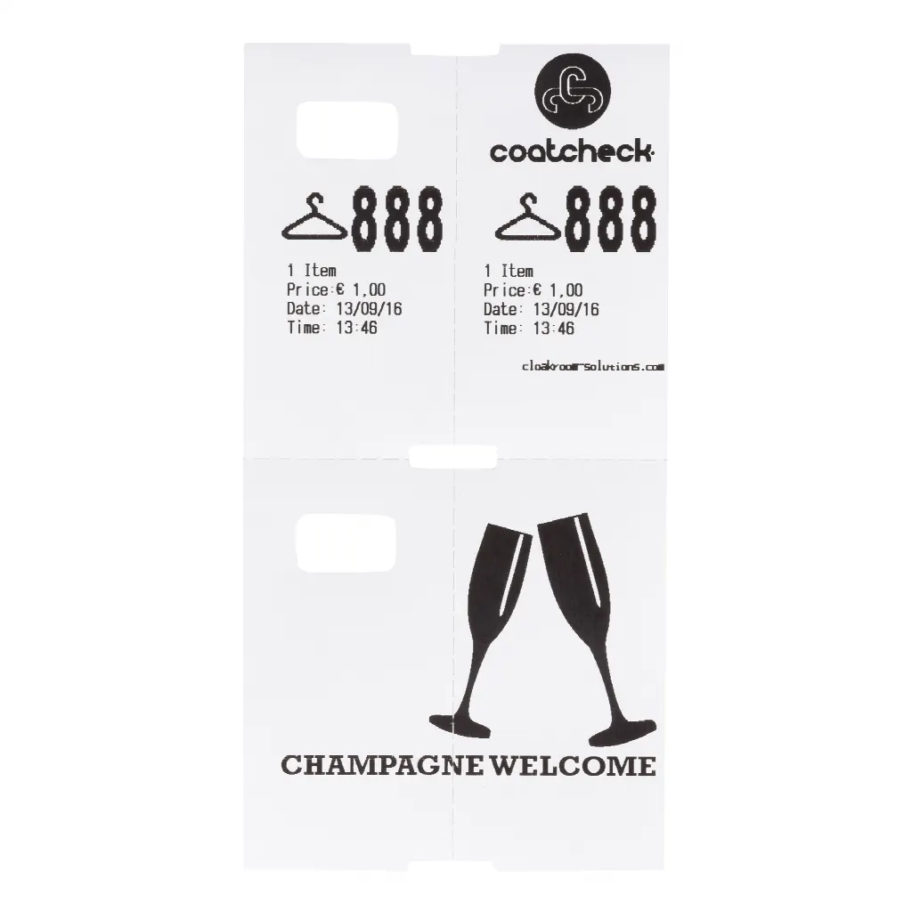 Tichete de garderobă Coatcheck, 14 role x 325 de tichete, albe