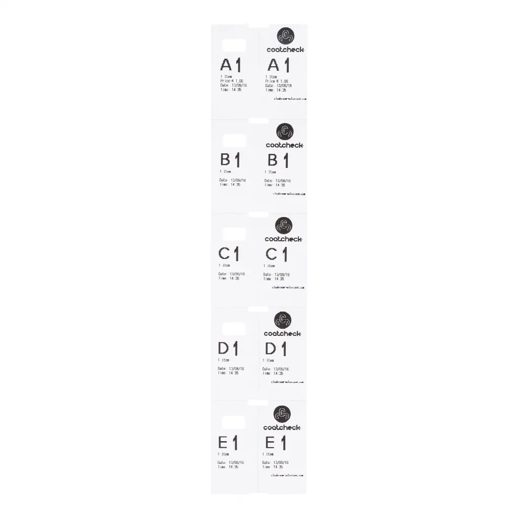 Tichete de garderobă Coatcheck, 14 role x 325 de tichete, albe