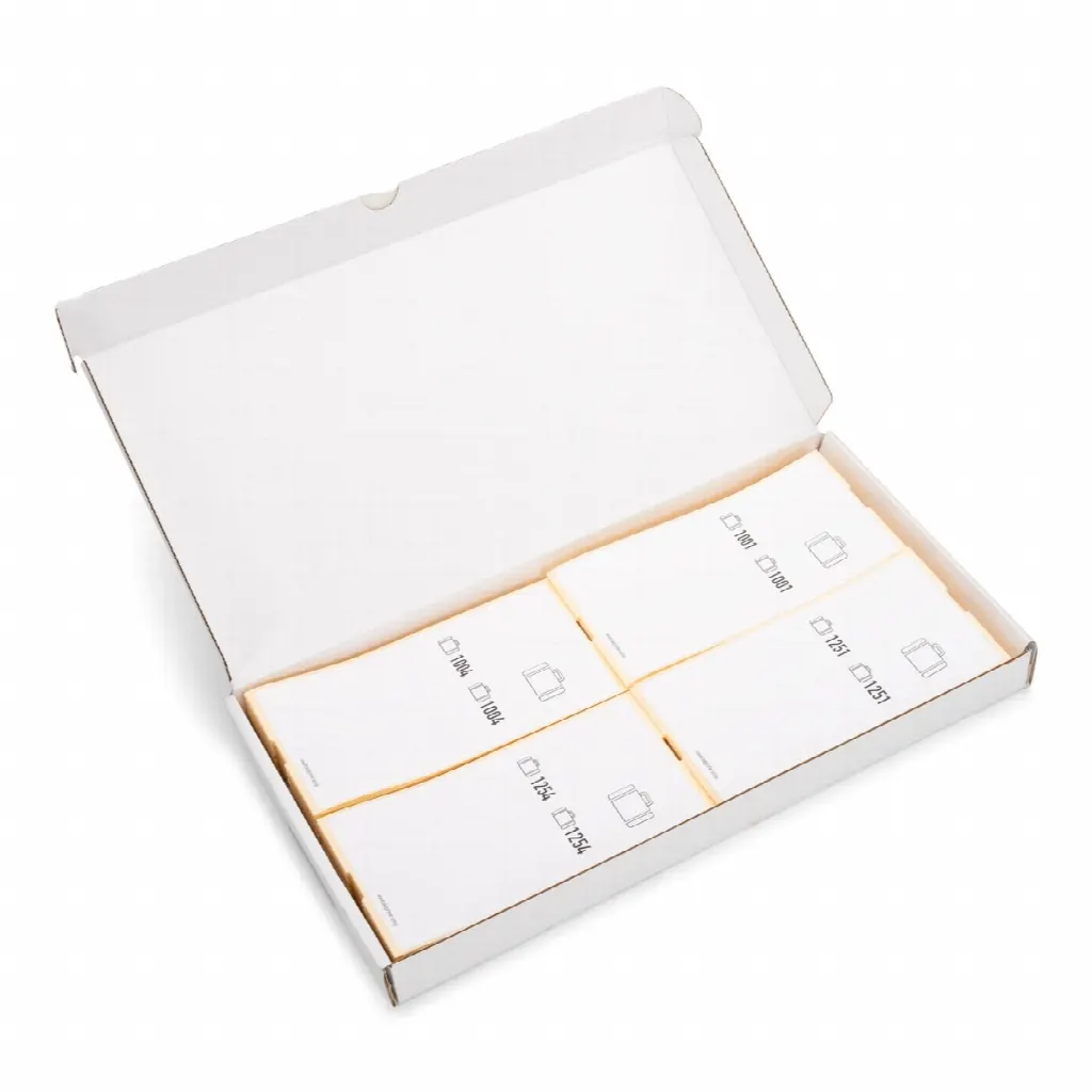 500 etichette per bagagli autoadesive prestampate, serie 1001-1500
