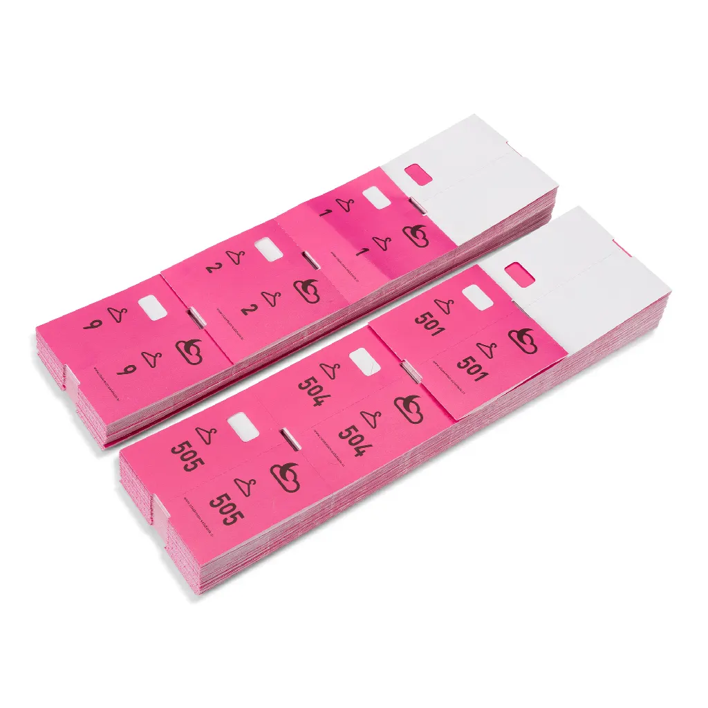1000 senhas de bengaleiro pré-impressas, rosa