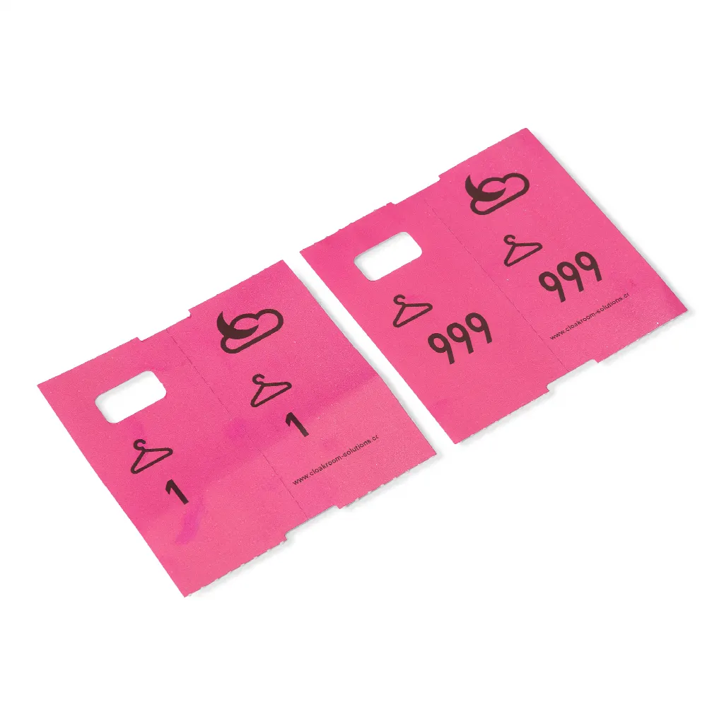 5 x 1000 pre-printed cloakroom ticket numbers Special offer: 4000 + 1000 free!